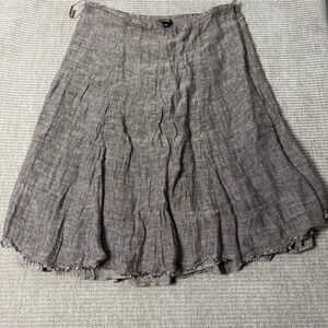EILEEN FISHER 100% LINEN SEAMED SKIRT IN CLOVE, SZ LARGE